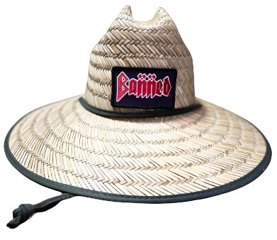 BANNED Straw Sun Hat Metal Logo