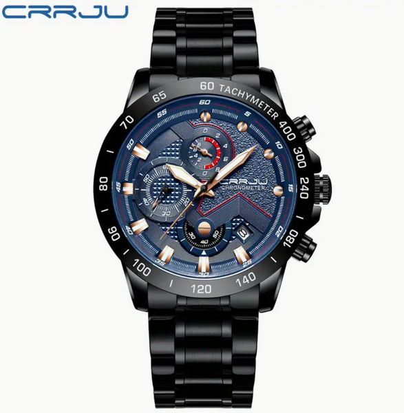 CRRJU Black/Navy Chronograph Watch