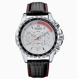 MEGIR Black/WHITE Leather Watch