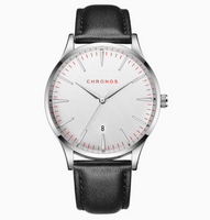 CHRONOS Minimalist Date White/Black Watch