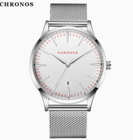 CHRONOS Minimalist Date White/silver Watch