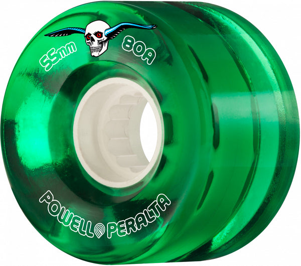 Powell Peralta Clear Cruiser Skateboard Wheels Green 55mm 80A 4pk
