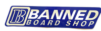 BANNED Board Shop Navy Sticker 5"